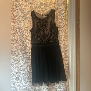 As U Wish Black Lace Asymmetrical Dress